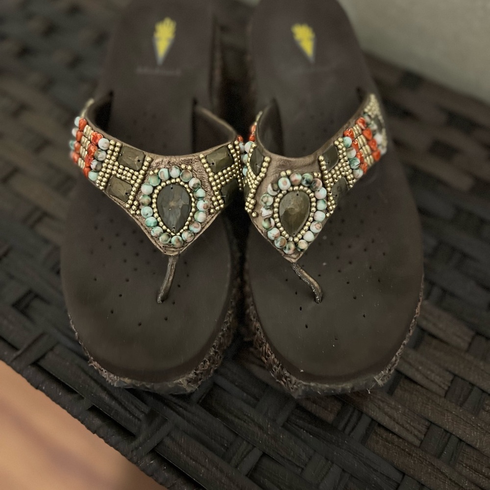 Volatile Beaded Brown Sandals